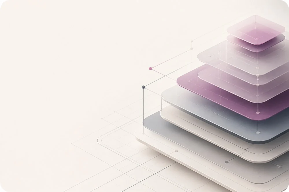 Layered system foundations aligning into a stable operating platform.