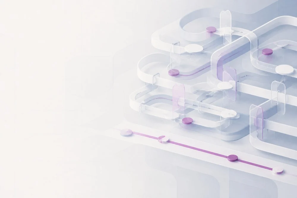 Repeated workflow loops resolving into a clear operational process.